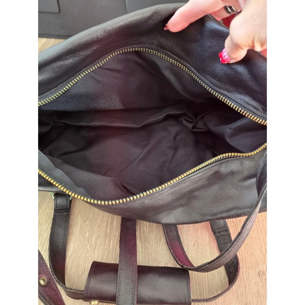 Vintage CAMEL Black Leather‎ Duffle Bag Travel Weekender CarryOn Gold Hardware